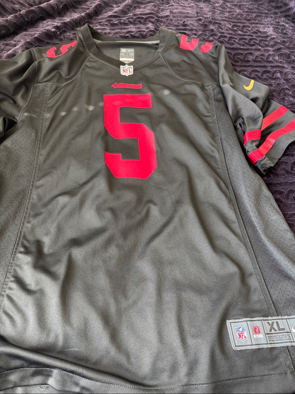 Nike Kids Black Jersey with Red Numbers and Yellow Swoosh